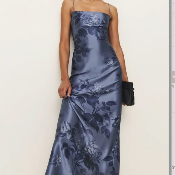 Reformation Frankie Silk Dress Blue - Size 4 - Picture 1 of 1